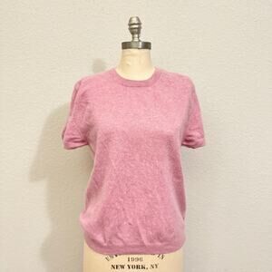 QUINCE Mongolian Cashmere Tee Pink Mauve Mist Short Sleeve Minimalist
